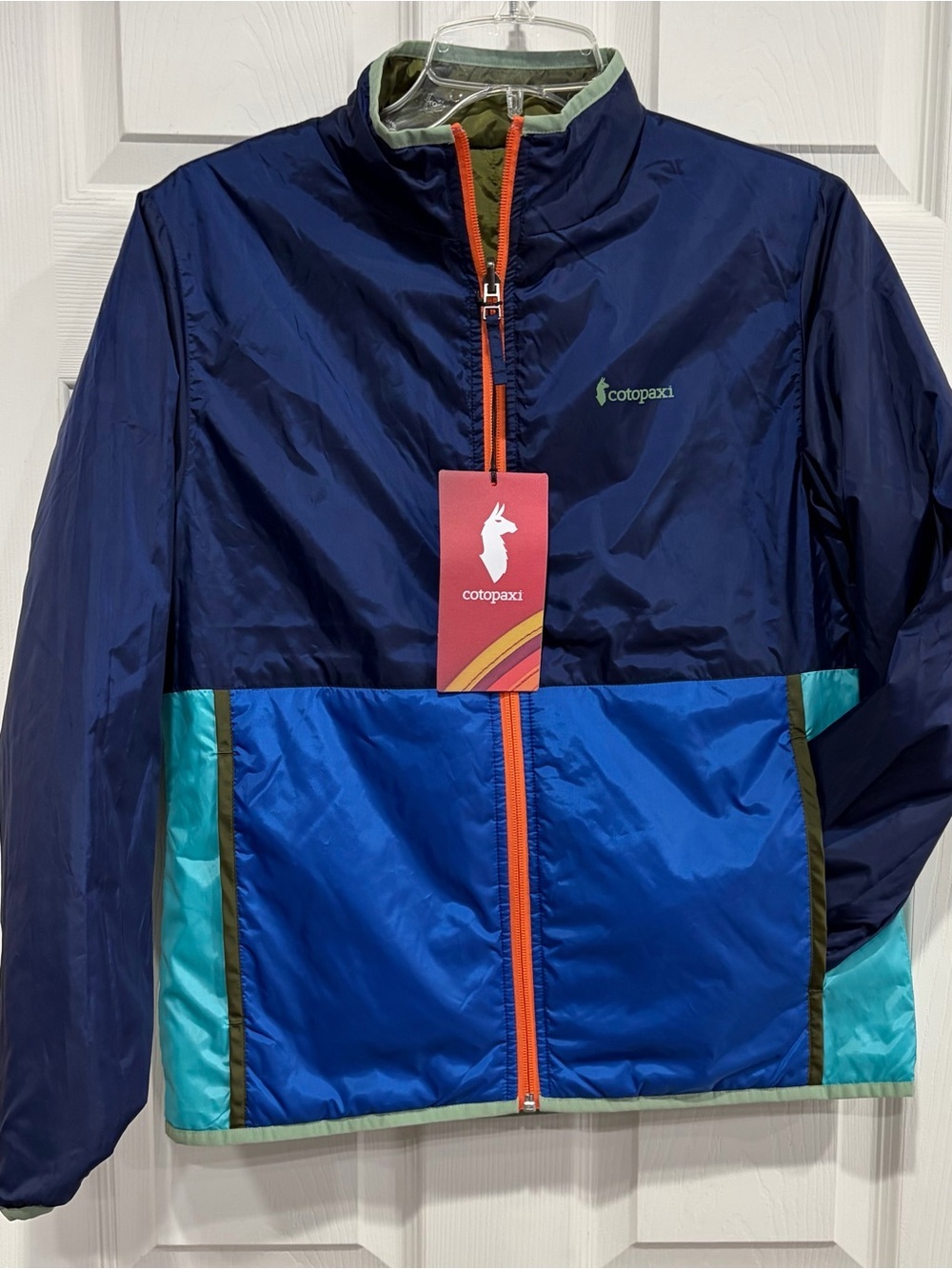 Cotopaxi Kid's Large Teca Cálido Jacket Blue Green NWT Reflective Reversible